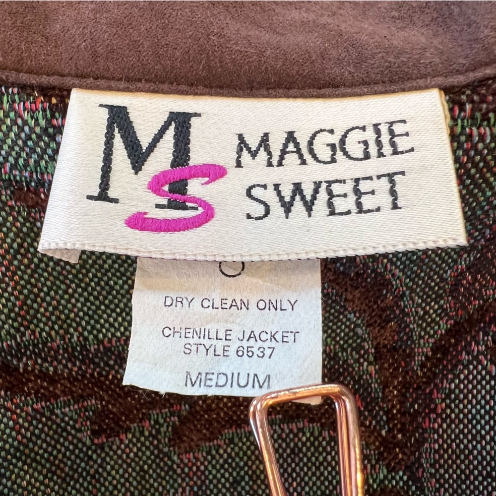 Vintage Maggie Sweet Floral Tapestry Rug Chenille Blazer Coat Jacket Size Medium - Picture 14 of 16